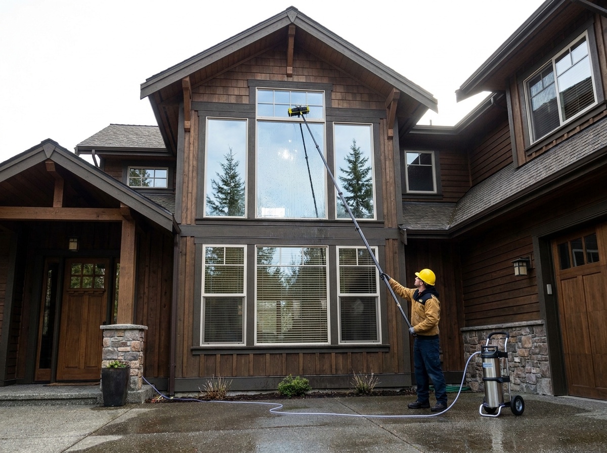 Streak-free window cleaning on a Seattle home
